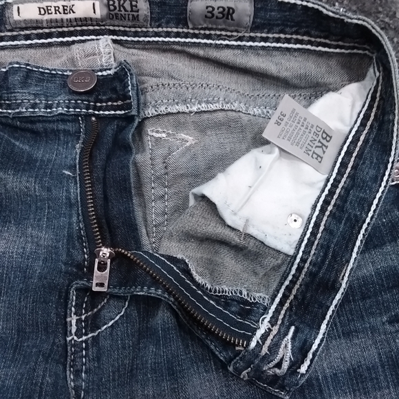 Men's BKE Derick Jeans 33R by Approx. 30 Leg Blue Pre-Owned - Picture 12 of 15